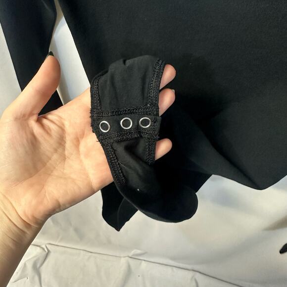 American Eagle AE Cotton Stretch Black Bodysuit Snap Close Open Back Small - Picture 2 of 5